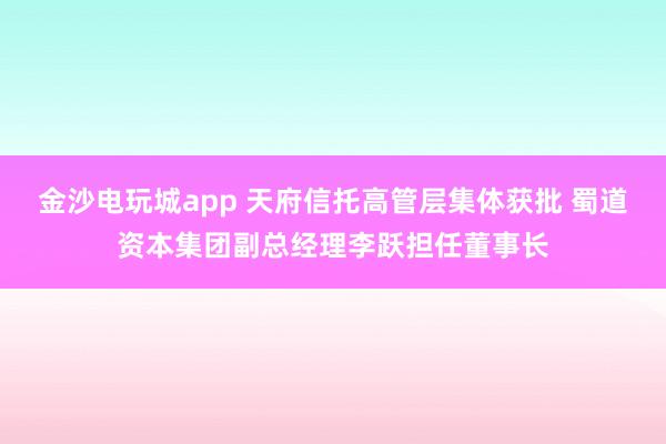 金沙電玩城app 天府信托高管層集體獲批 蜀道資本集團(tuán)副總經(jīng)理李躍擔(dān)任董事長(zhǎng)