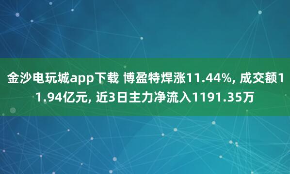 金沙電玩城app下載 博盈特焊漲11.44%, 成交額11.94億元, 近3日主力凈流入1191.35萬